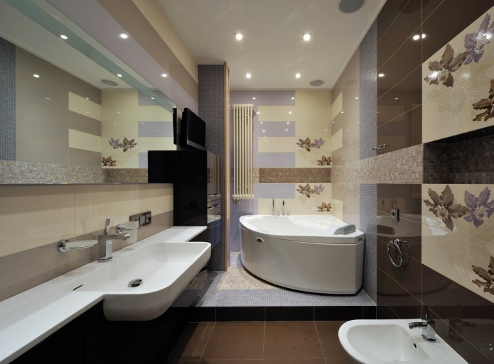 интерьер ванной с подиумом в современном стиле