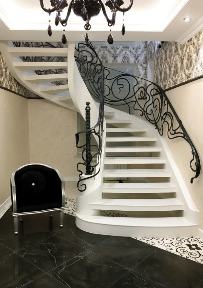 дизайн лестницы в интерьере в стиле арт-деко
