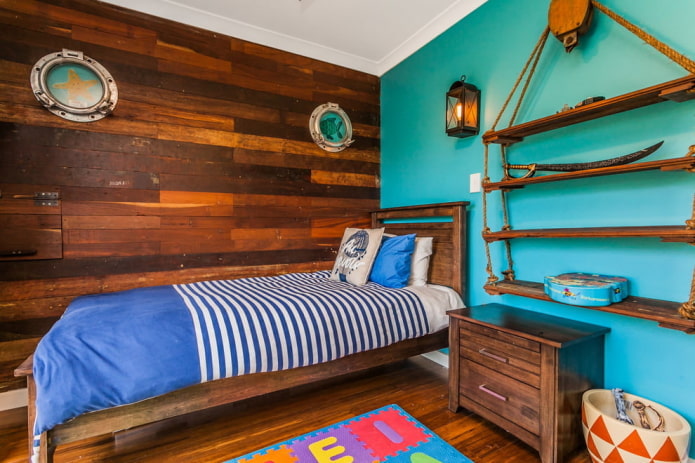 цветовое оформление детской спальни в морской стилистике