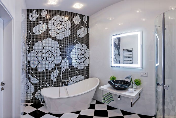 черно-белая ванная комната в современном стиле