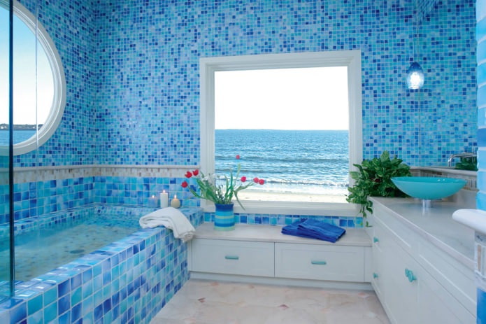 голубой дизайн ванной в современном стиле 
