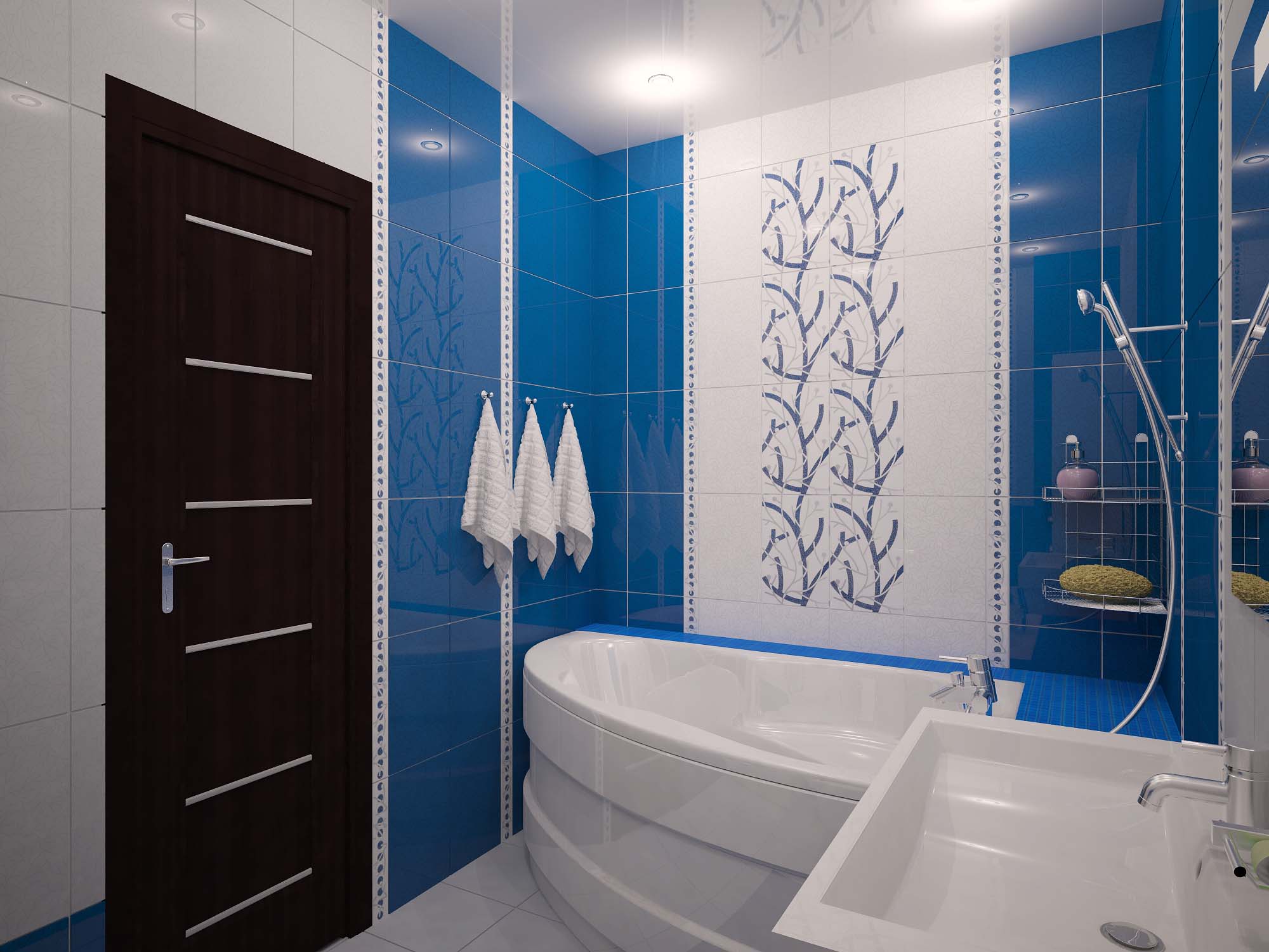 Дизайн ванной комнаты 6 кв м сине-белый колорит