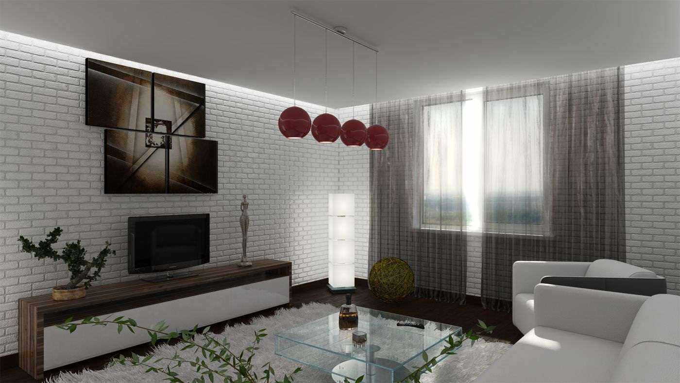пример использования красивого интерьера гостиной комнаты в стиле минимализм