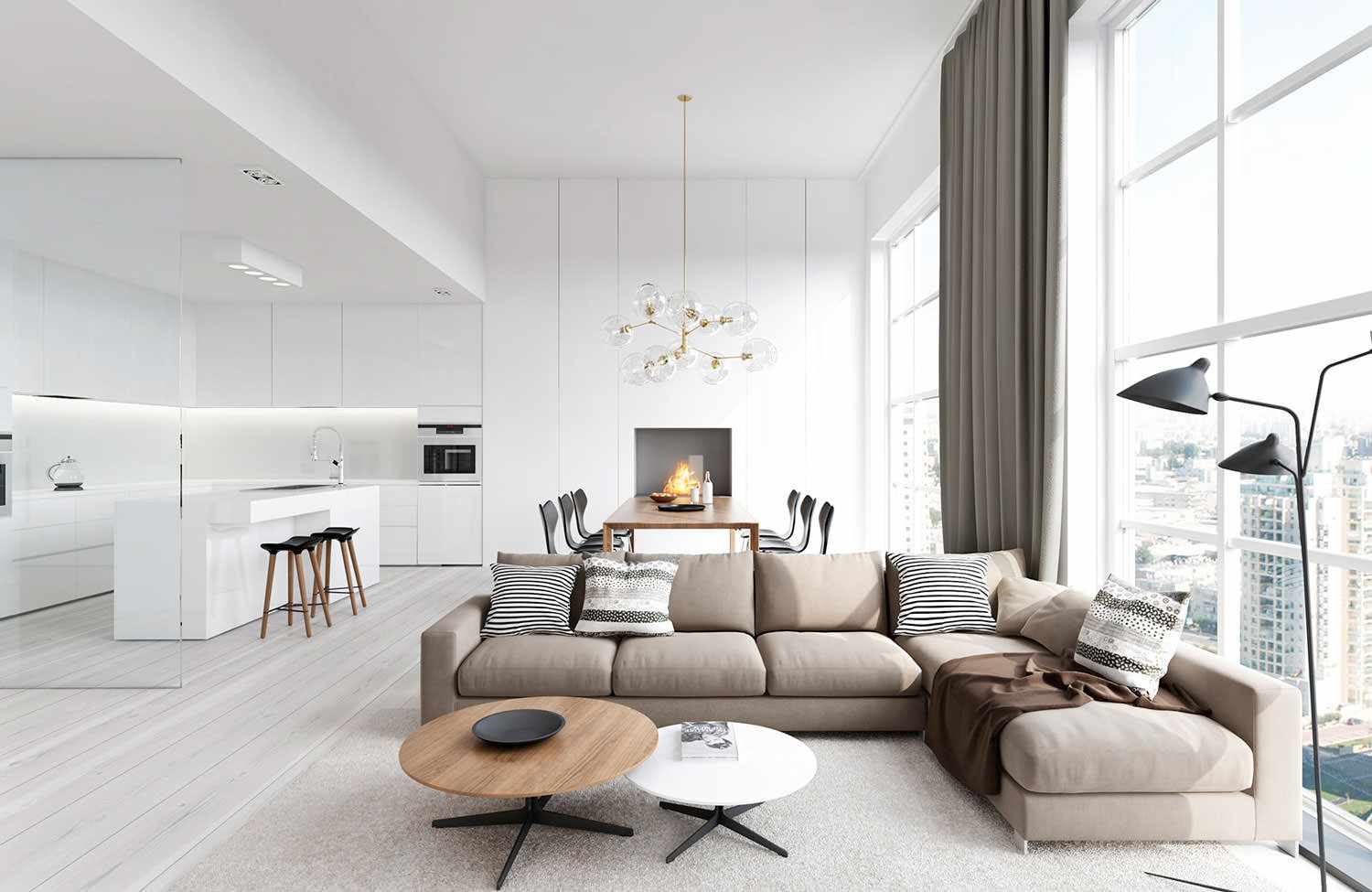 вариант применения красивого дизайна гостиной комнаты в стиле минимализм