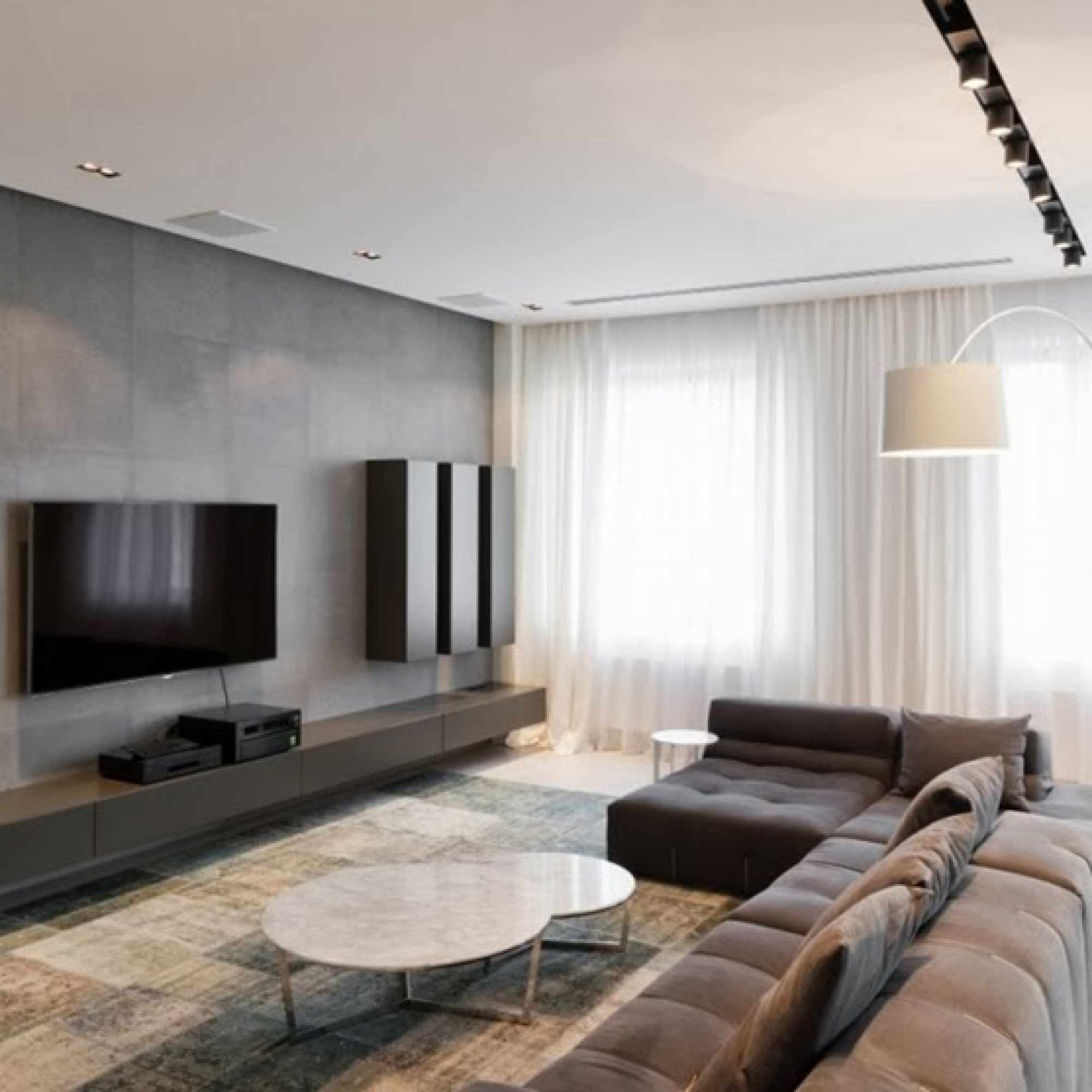 идея применения светлого дизайна гостиной комнаты в стиле минимализм