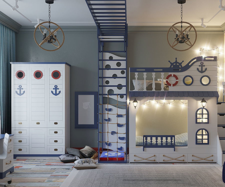 Меблировка детской комнаты в морском стиле