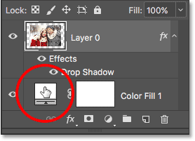 Double-clicking on the color swatch for the fill layer.
