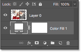 The Layers panel now showing the image above the fill layer. 