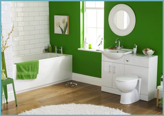 зеленые стены в ванной