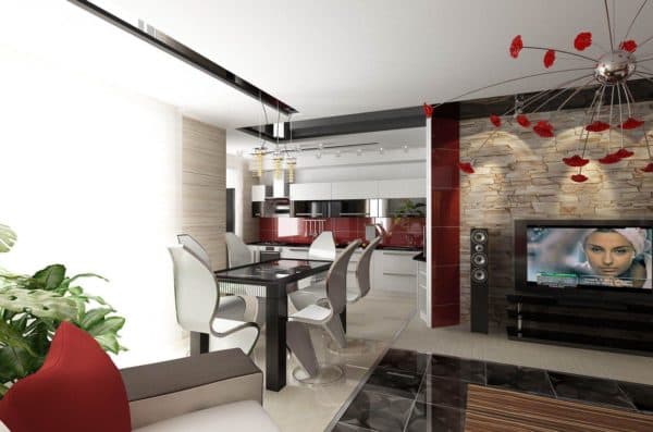 дизайн кухни гостиной