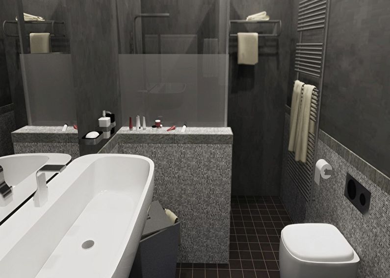 Дизайн серой ванной комнаты в хрущевке