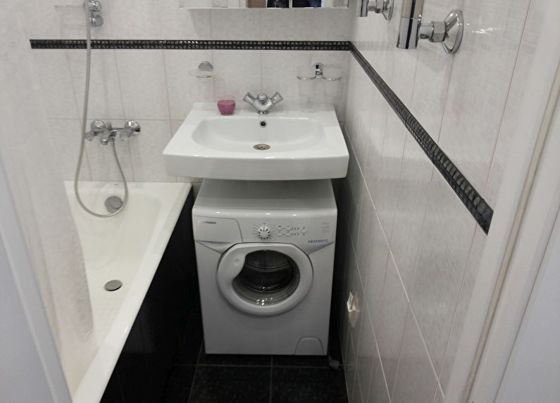 Дизайн ванной комнаты в хрущевке - стиральная машинка