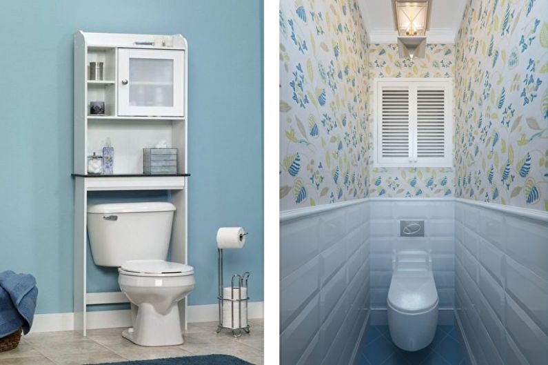 Голубой маленький туалет - Дизайн интерьера
