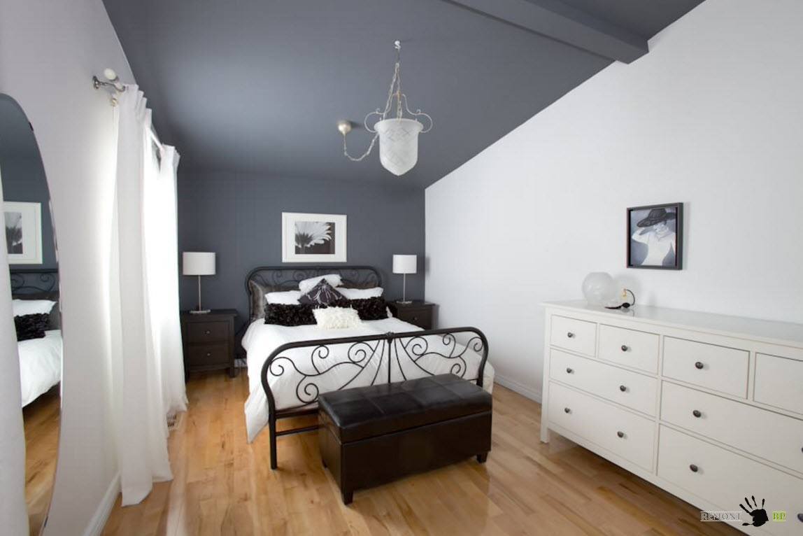 Черно-белый дизайн спальни