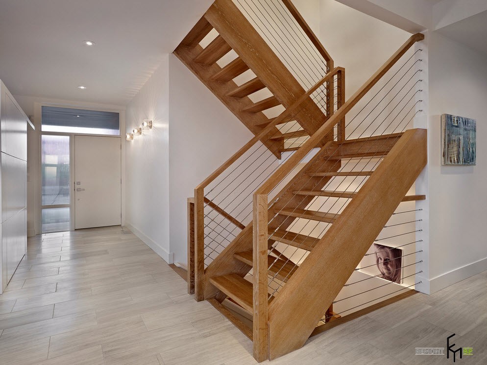 Двухмаршевая лестница в стиле модерн